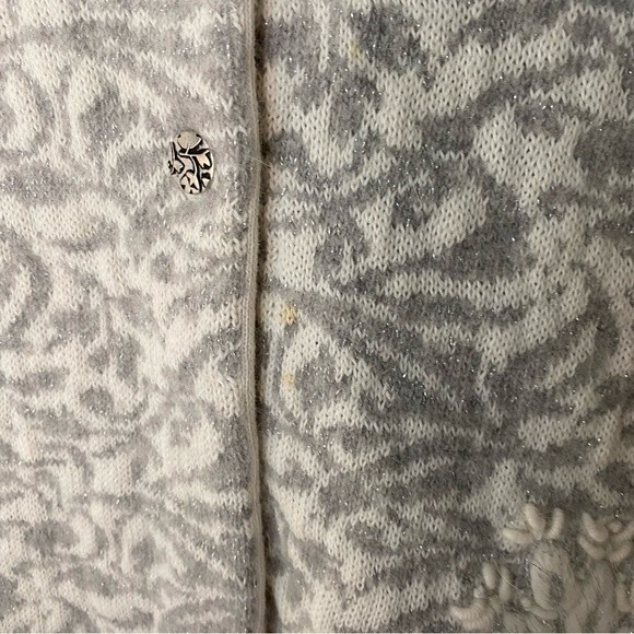 Coldwater Creek Cream & Silver Wool Rabbit Hair Blend Cardigan Sweater - Size M - Picture 5 of 8